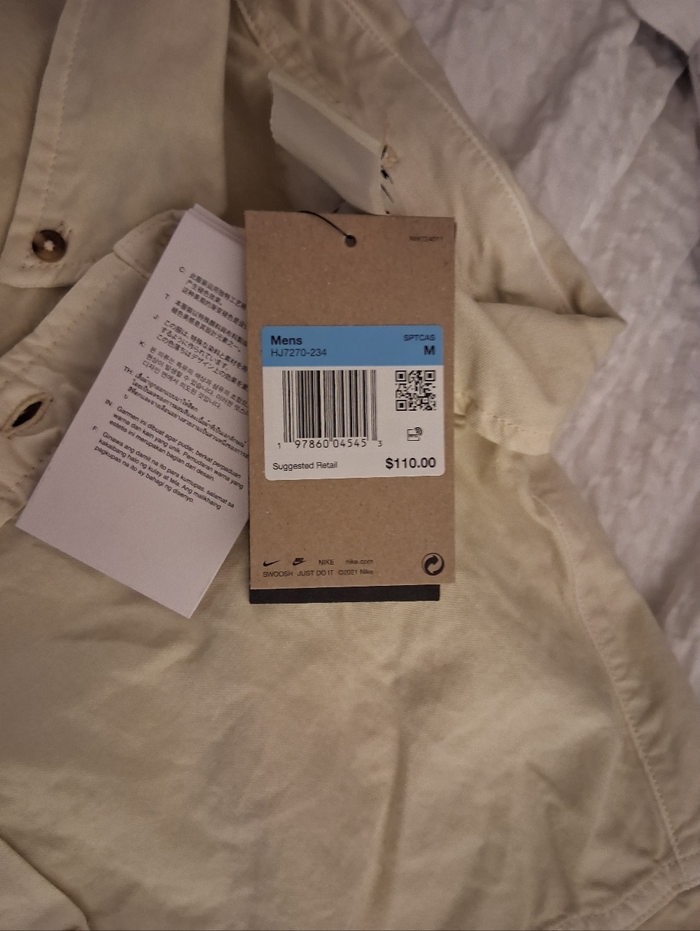 Nike Life Button-Down Shirt in Light Beige - Picture 2 of 4